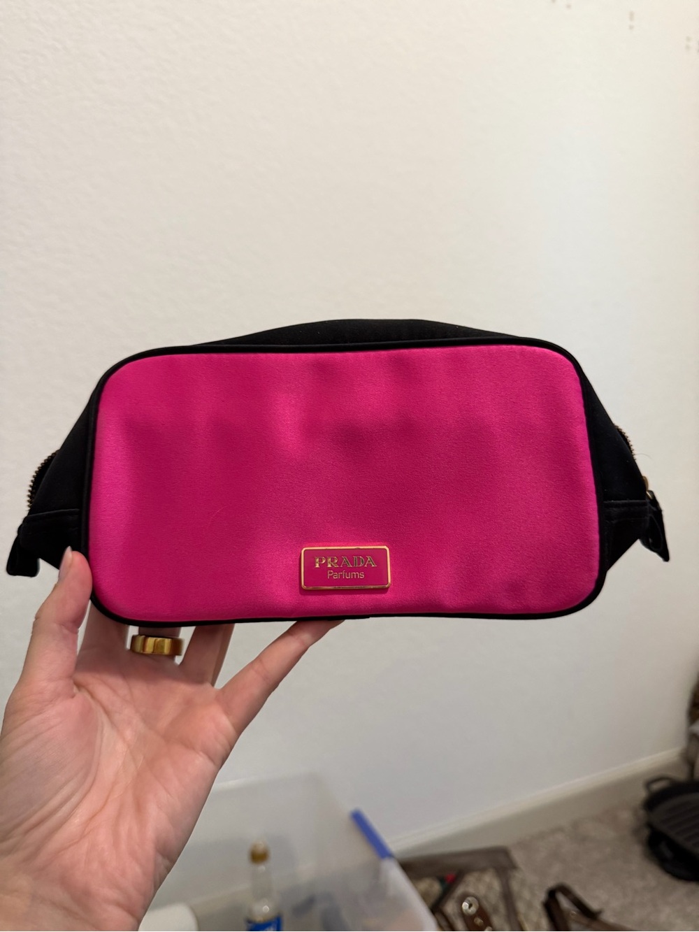 Prada Hot Pink and Black Cosmetic Case